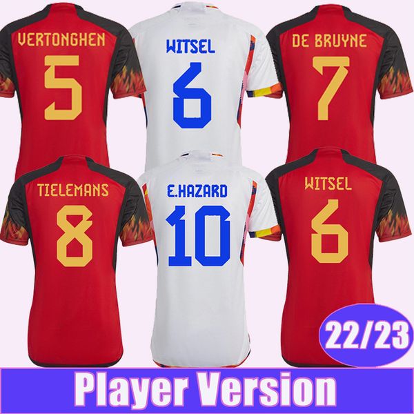

22 23 mertens player version soccer jerseys national team e. hazard alderweireld de bruyne witsel home away football shirts short sleeve uni, Black;yellow