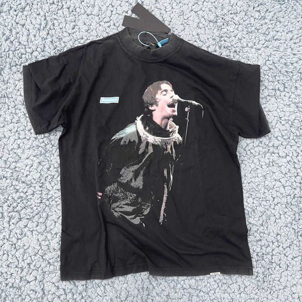 

2023 fashion men's and women's t shirts uk high street brand representative co singer concert poster print short sleeve, White