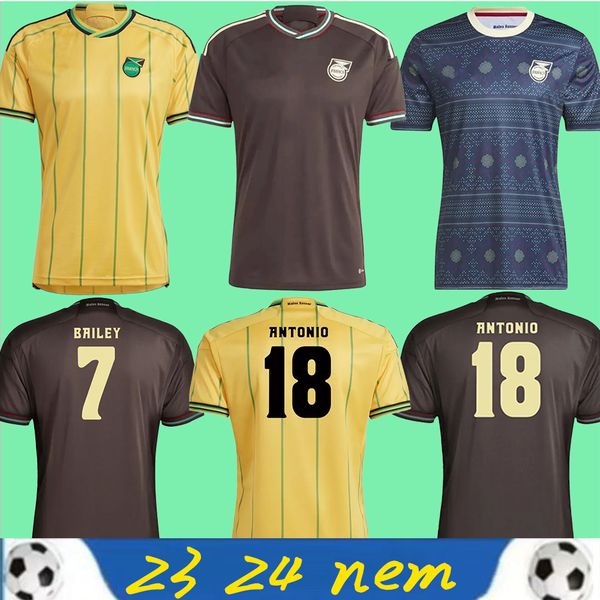 

2023 jamaica soccer jerseys 23 24 national football team bailey antonio reid nicholson lowe morrison home away training shirt personalised f, Black;yellow