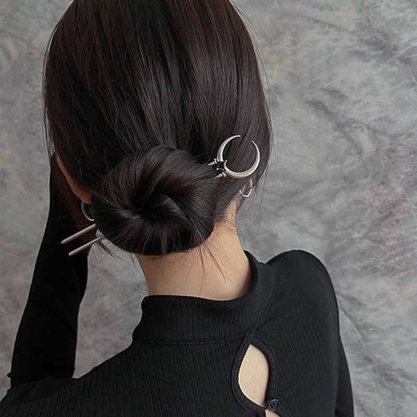 

hairpins 2022 new moon metal u-shaped hairpin simple modern daily hairpin small niche design sense hair accessories w0417, Golden;silver