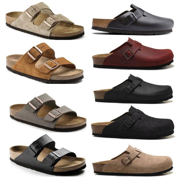 

new sandals designer women boston birk clogs slippers slides germany cork sandal fur slide loafers shoes womens leather suede slipper arizon, Black