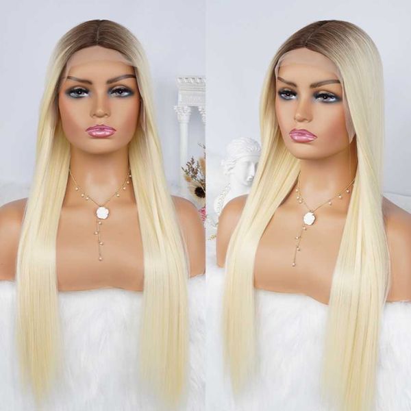 

synthetic wigs 613 long straight blonde brown roots wig halloween synthetic s for women glueless ombre heat resistant fiber 230227, Black