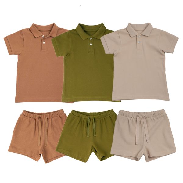 

clothing sets summer toddler baby clothes short sleeve poloshirt shorts outfits kids boy girl cotton tshirts baby clothing 05y 230418, White