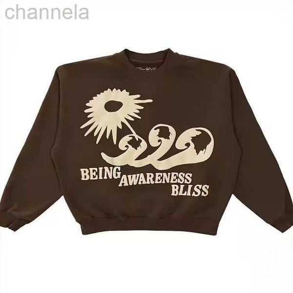 

men's hoodies sweatshirts 2023 high street letter foam puff hoodie being awareness bliss crew neck oversized retro mens and womens hip, Black