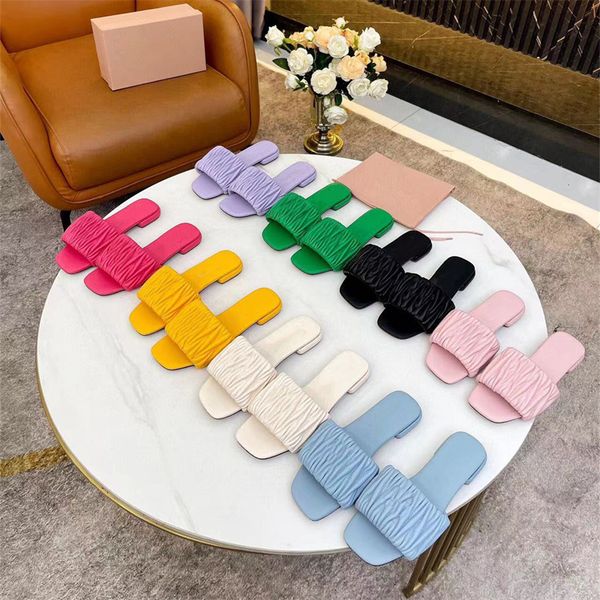 

designer women's slippers summer fashion leather flat with casual soft drag beach resort a word drag box size 35-43, Black