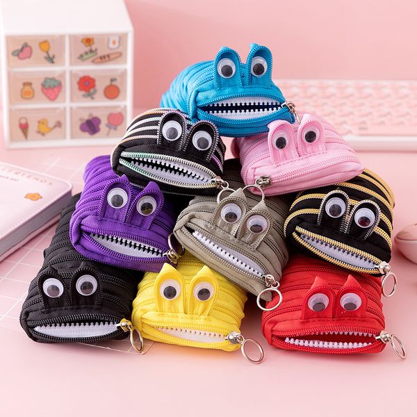 

cute caterpillar monster zipper pencil bag student pencil case stationery box, White