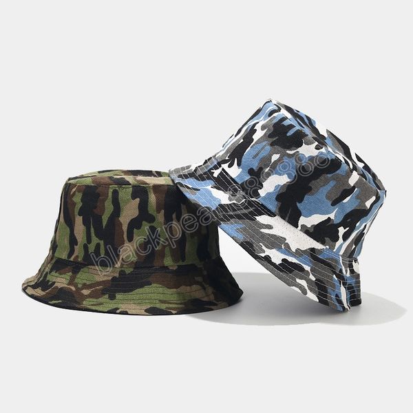 

fashion summer camouflage bucket hat anti-uv women men beach sun visor hat wide brim visors foldable fisherman cap panama gorros, Blue;gray