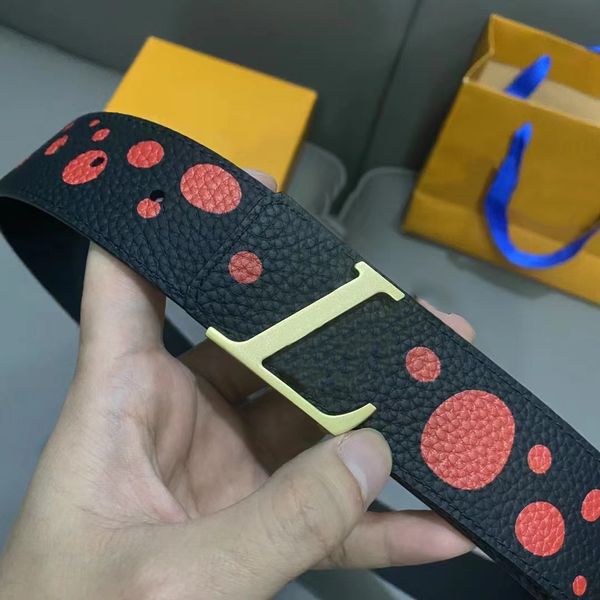 

fashion designer belt man gold letters buckle litchi genuine leather 4.0cm width mans belt with box designers belts mens, Black;brown