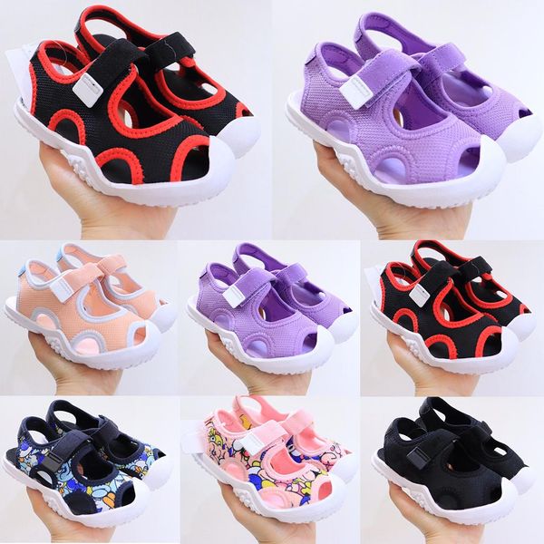 

kids shoes sneaker block heel sandals designer wrap toes sandals children shoes sandals casual spring boys girls cute trainers toddlers baby, Black;red