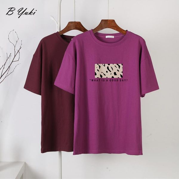 

t-shirt blessyuki vintage leopard printed t shirts women summer cusual loose short sleeve harajuku tee female 2022 basic soft cotton top, White