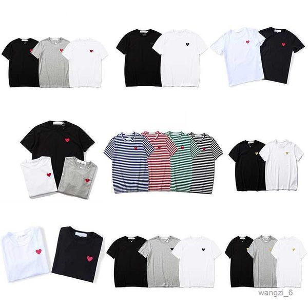 

men's cdg fashion mens play t red heart commes casual women shirts des badge garcons high quanlity cotton embroidery tshirts zu9p, White;black