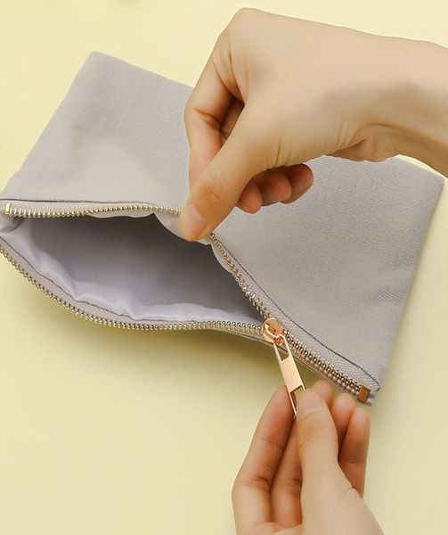 

100pcs cosmetic bags 12oz cotton canvas makeup with gold metal zipper blank storage bag size22x15cm6691717