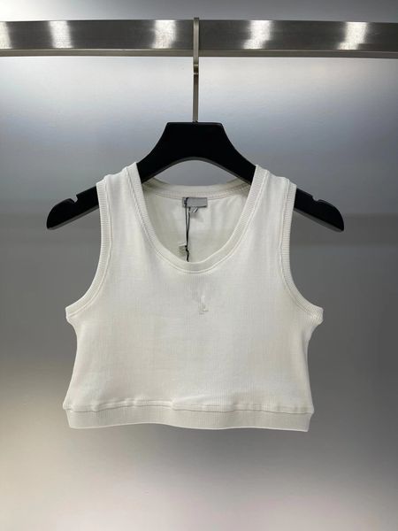 

designer tank womens tanks camis embroidered pattern cotton tank r t shirts yoga suit knitted fitness sports bra mini femme cropped ladies t, White