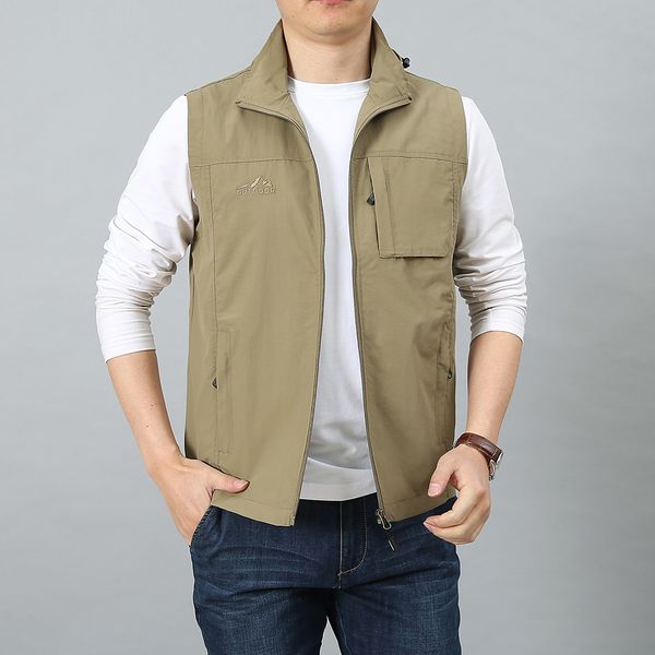 

men's vests summer plus size sleeveless vest multi zipper pocket outdoor pographer travel waistcoat hat detachable 7xl 230418, Black;white