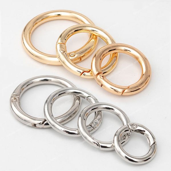 

5pcs metal o ring spring clasps for diy jewelry openable round carabiner keychain bag clips hook dog chain buckles connector jewelry makingj, Blue;slivery