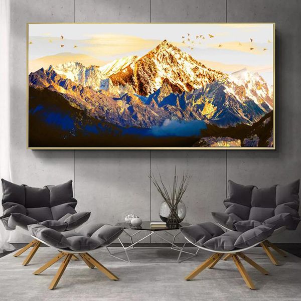 

landschap olieverfschilderij posters en prints wall art abstract gouden bergen foto 's voor woonkamer cuadros decor