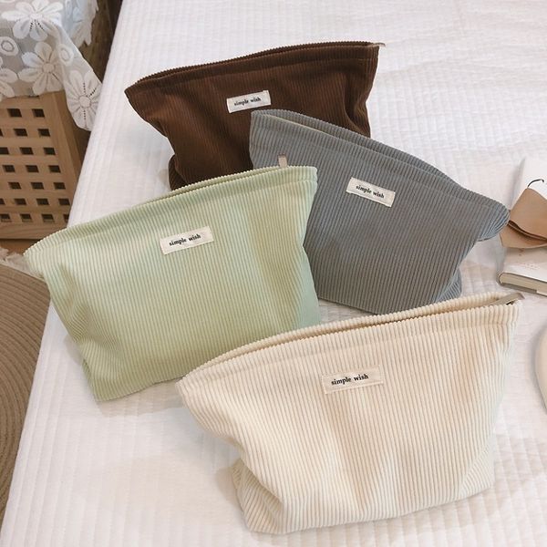 

cosmetic bags cases corduroy women's cosmetic bag cloth female makeup pencil cases handbags lipsticks organizer fashion zipper clutch p