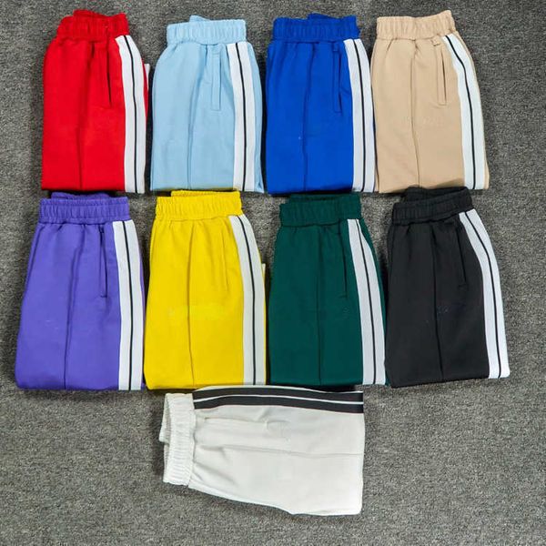 

men's and women's pants designer models sweatpants side rainbow webbing loose side zipper striped couple with the same straight pa, Black;white