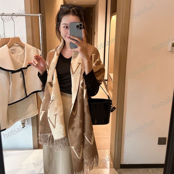 

Reversible designer scarf echarpe 100% cashmere luxury wool winter scarves for women sciarpa soft thicken schal keep warm MZ013 C23 57BL