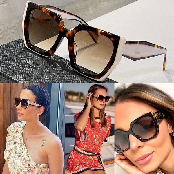

2023 womens brown monochrome pr 15ws eyewear plank designer party sunglasses ladies stage style fashion square cat eye plate frame, White;black