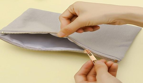 

100pcs cosmetic bags 12oz cotton canvas makeup with gold metal zipper blank storage bag size22x15cm8523838