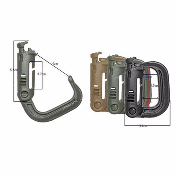 

5pcs/lot grimloc molle carabiner d locking ring plastic clip snap type ring buckle carabiner keychain itw fastener bag buckle camping hiking