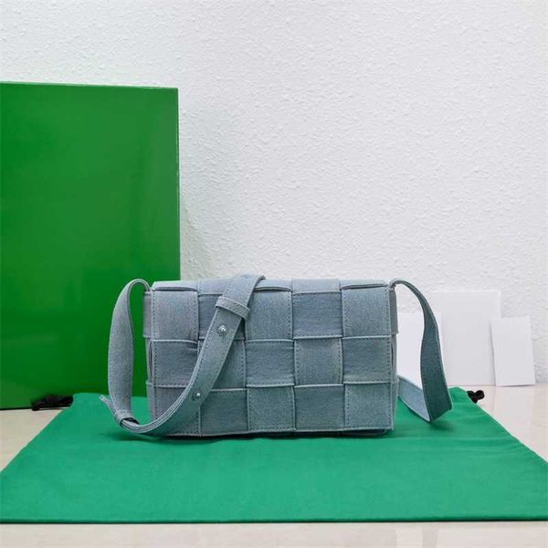

luxurys venetas bag bottegas 23 plaid denim woven women's bag cassette bag pillow 15 plaid beancurd bag single shoulder diagonal cross
