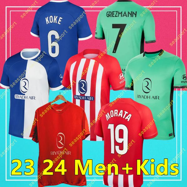 

Madrids Soccer Atletico Jerseys GRIEZMANN 2023 2024 120th Anniversary 23 24 M.LLORENTE KOKE SAUL Correa LEMAR Football Shirt Men Kids Kit Sets Uniforms