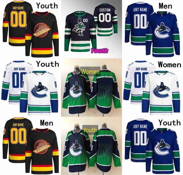 

vancouver canucks hockey jerseys 40 elias pettersson 43 quinn hughes 57 tyler myers 91 vitali kravtsov 18 jack studnicka 27 aatu raty 30 spe, Black;red