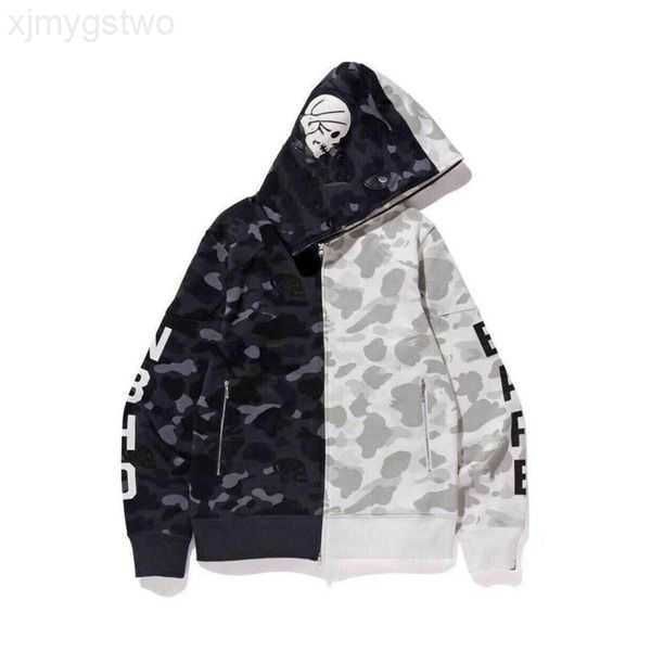

designer shark full zip hoodie crazy face jacket big abc felpa camo grid hoody men women zipper sudadera autumn winter jogger sportwear loos, Black