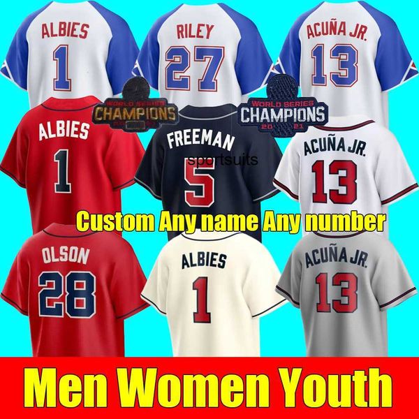 

2023 s-4xl ws gold program jersey ronald acuna jr. matt olson atlanta jorge soler deion sanders austin riley brave ozzie albies jones men wo, Blue;black