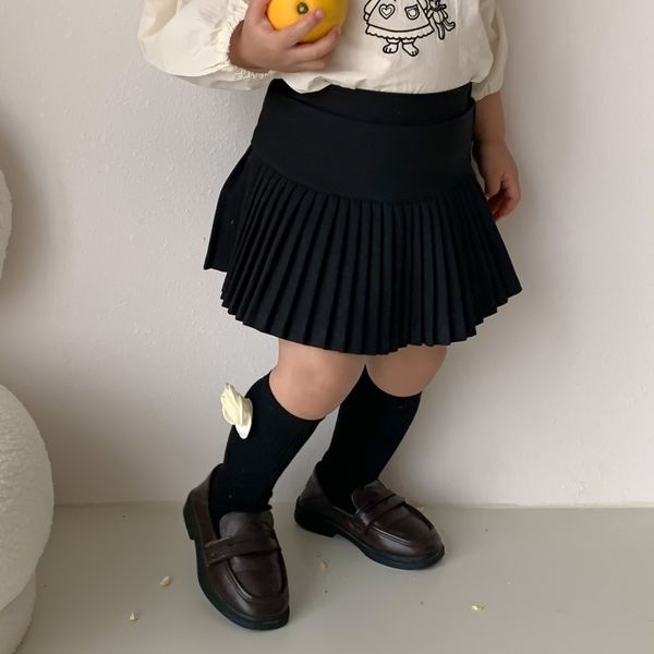 

Skirts Deer Jonmi Spring Korean Style Baby Girls Pleated Skirts Cute Chic Toddlers Children Black Skirt 230417