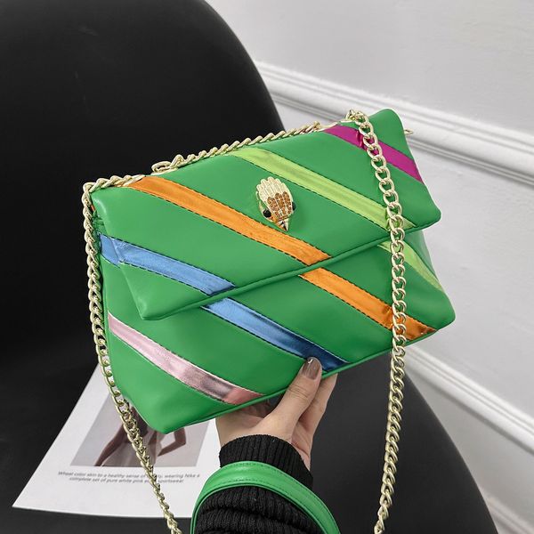 

popular designer women's kurt geiger bag eagle head london kensington crossbody bags rainbow shoulder handbags leather chain small flap