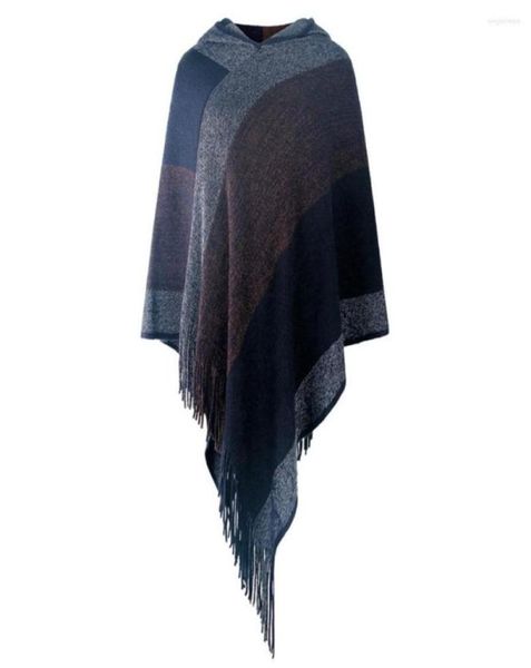 

scarves woman winter poncho stripped pullover tassels shawl party travel vacation po props irregular hem scarf ladies girls3209862, Blue;gray