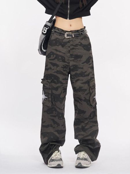 

jeans black retro cargo pants women jeans camouflage wide leg pants overalls for men and women y2k style with large pockets jeans 2022, Blue