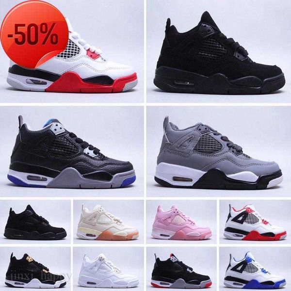 

white oreo 4s kids baketball shoes lightning 2022 rasta lemon venom alternate 89 pure money big boys girls toddler fire red sneakers childre, Black