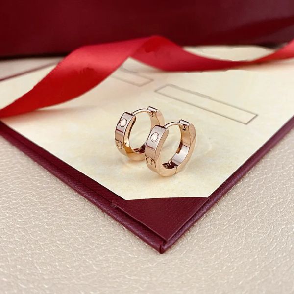 

titanium steel stud earring for woman heart stud earrings exquisite simple fashion full diamond lady earrings jewelry gift no box gold rose, Golden;silver