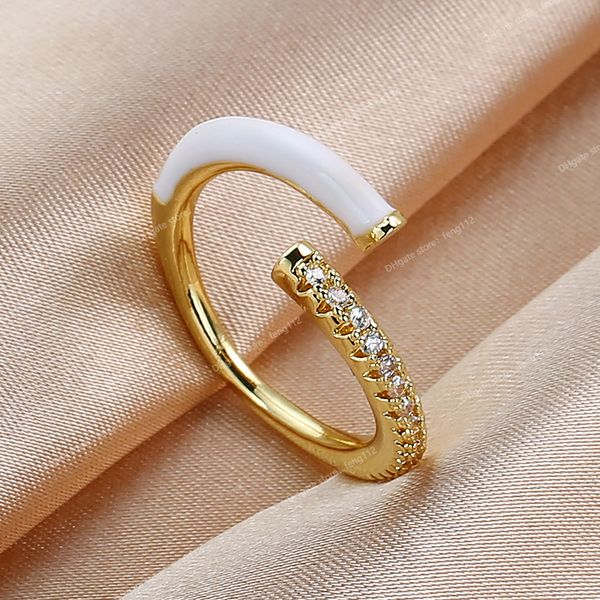 

summer new colorful neon enamel open adjusted finger ring for women fluorescent fashion copper zircon jewelry fashion jewelryrings enamel je, Golden;silver