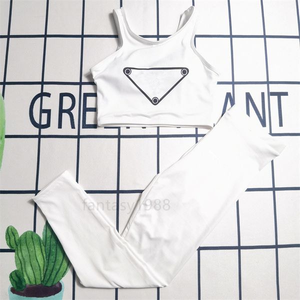 

womens yoga outfits vest trouser two pieces high waist exercise sleeveless fitness wear girls running elastic pants sportswear breathable