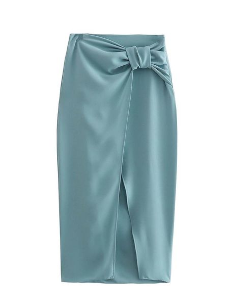 

dresses yenkye 2022 fashion women bean green knot midi skirt slits high waist pencil office ladies skirts summer faldas mujer, White;black