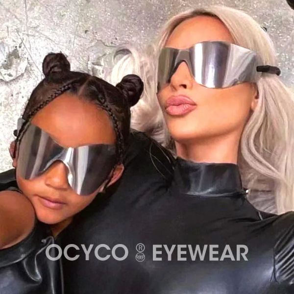 

Sunglasses Oversized Punk Rimless Women Men One Pieces Y2K Sports Sun Glass Mirror Hip Hop Designer Goggle Shades