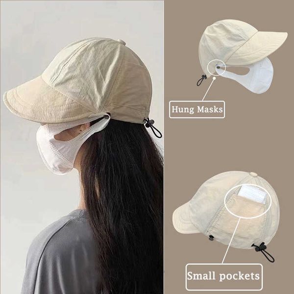 

other fashion accessories upgraded quick-drying baseball cap japanese women hang masks sun protection hats summer light caps breathable outd, Silver