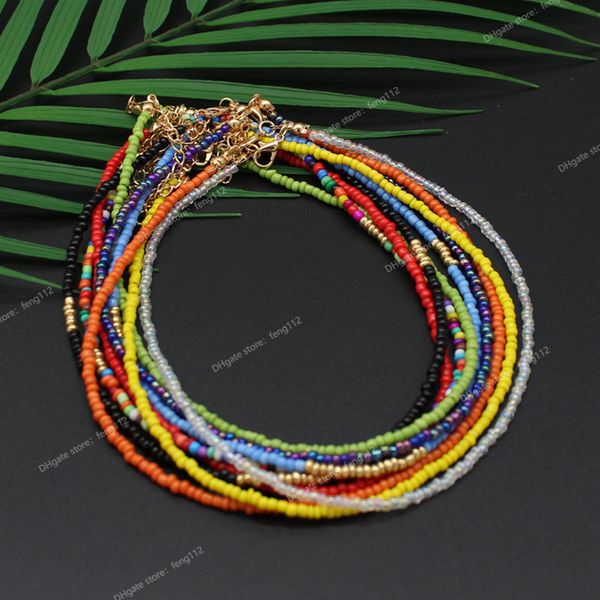 

bohemia handmade rainbow seed beads simple choker necklace women's fashion wild sweet colorful collar jewelry gift fashion jewelryneckl, Silver