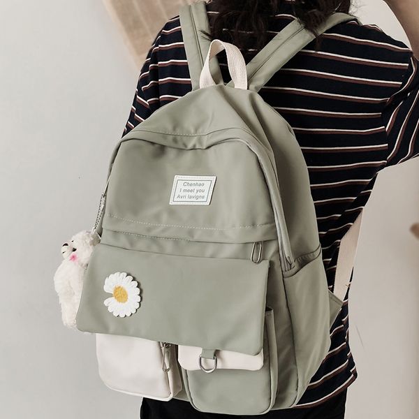 

school bags girl college student backpack cute flower nylon women bag lady kawaii female fashion book trendy travel 230417