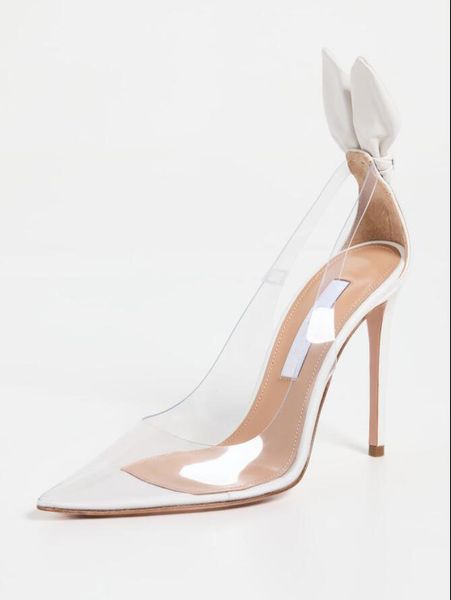 

luxury designer white pvc sandal women pumps aquazzuras bow tie pump suede leather pointed-toe cutout slingback lady wedding bride dress sho, Black