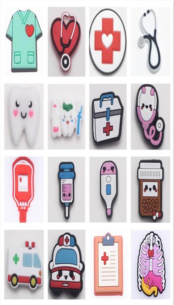 

factory whole rubber shoes charms soft pvc hospital theme shoes accessories2083537, White;pink