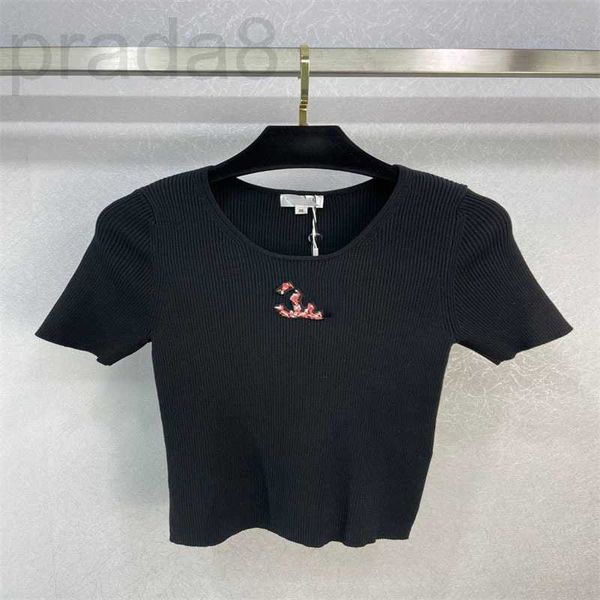 

women's hoodies & sweatshirts designer summer new fashion casual versatile basic style slim reducing age fit knitted short sleeve t-shi, Black