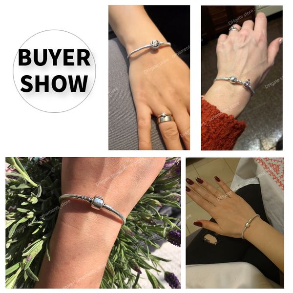 

original 3 styles chain bracelet 100% 925 sterling silver bangle fit diy charms bead for women female luxury jewelry gift fine jewelrybracel, Black