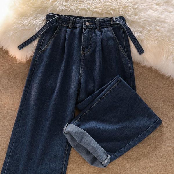 

jeans jeans women's korean casual loose vintage allmatch simplicity denim trousers high waist straight wide leg pants new 2022, Blue