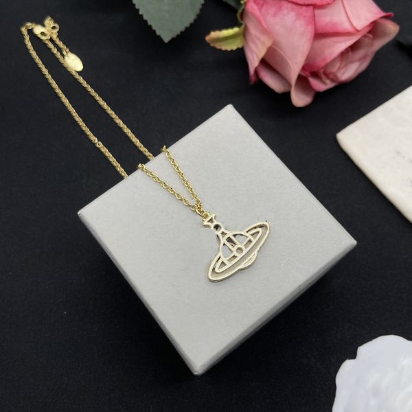 

fashion designer luxury pendant necklaces brand women jewelry saturn chokers metal pearl planet goldchain necklace cjeweler trend for woman, Silver